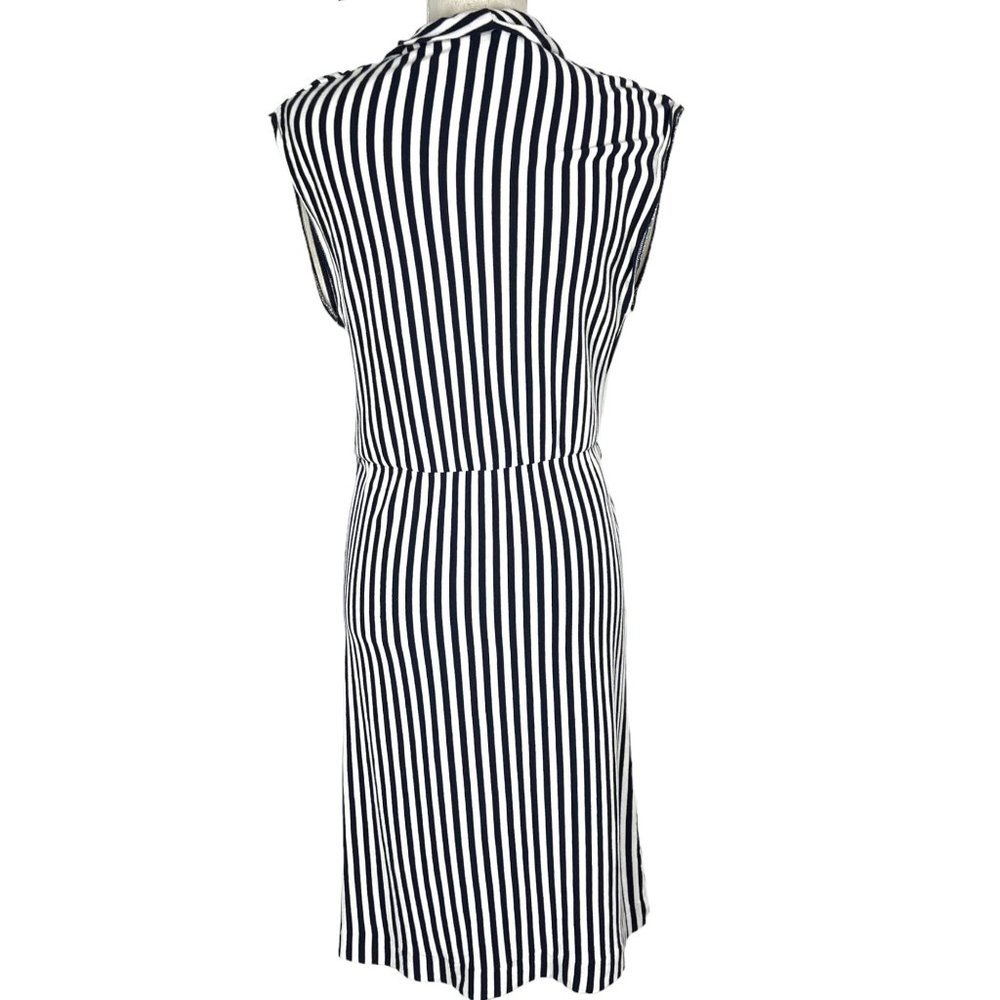 Saturday Sunday Anthropologie Blue White Stripe Wide Shoulder Knee Length Dress - Picture 2 of 11